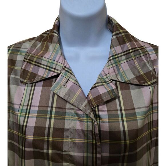 Vintage Brown & Pink Plaid Button-Front Coat Gap sz M - Picture 4 of 10
